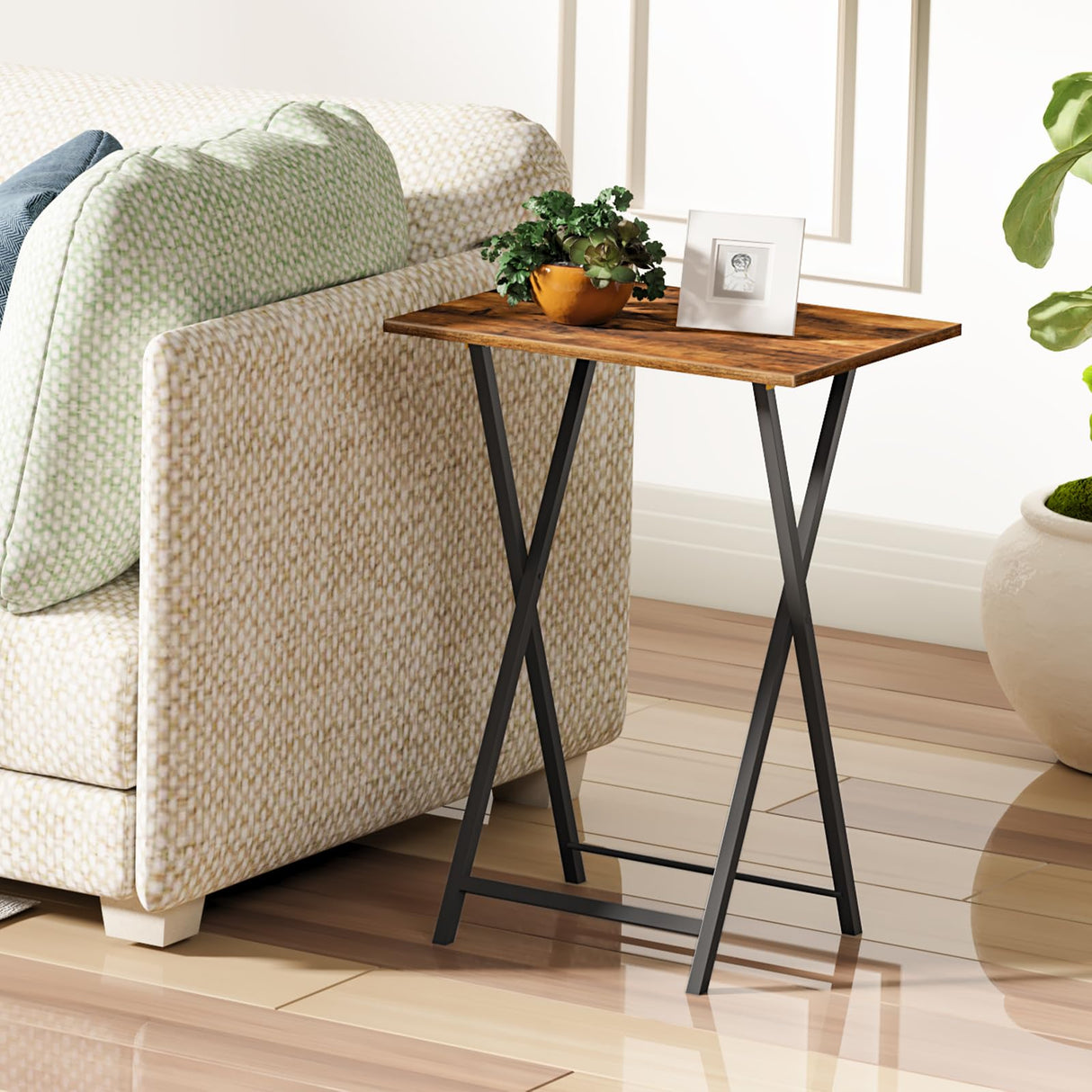 ForgeWood 4-Piece Rustic Folding Tray Table Set