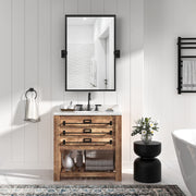 24x36 Inch Pivot Mirror Black Metal Frame Tilting Bathroom Mirrors for Over Sink