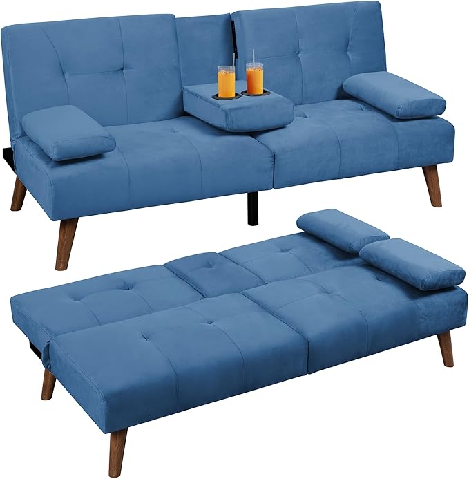 Futon Sofa Bed, Convertible Couch Bed Loveseat, Modern Futon Recliner Sleeper