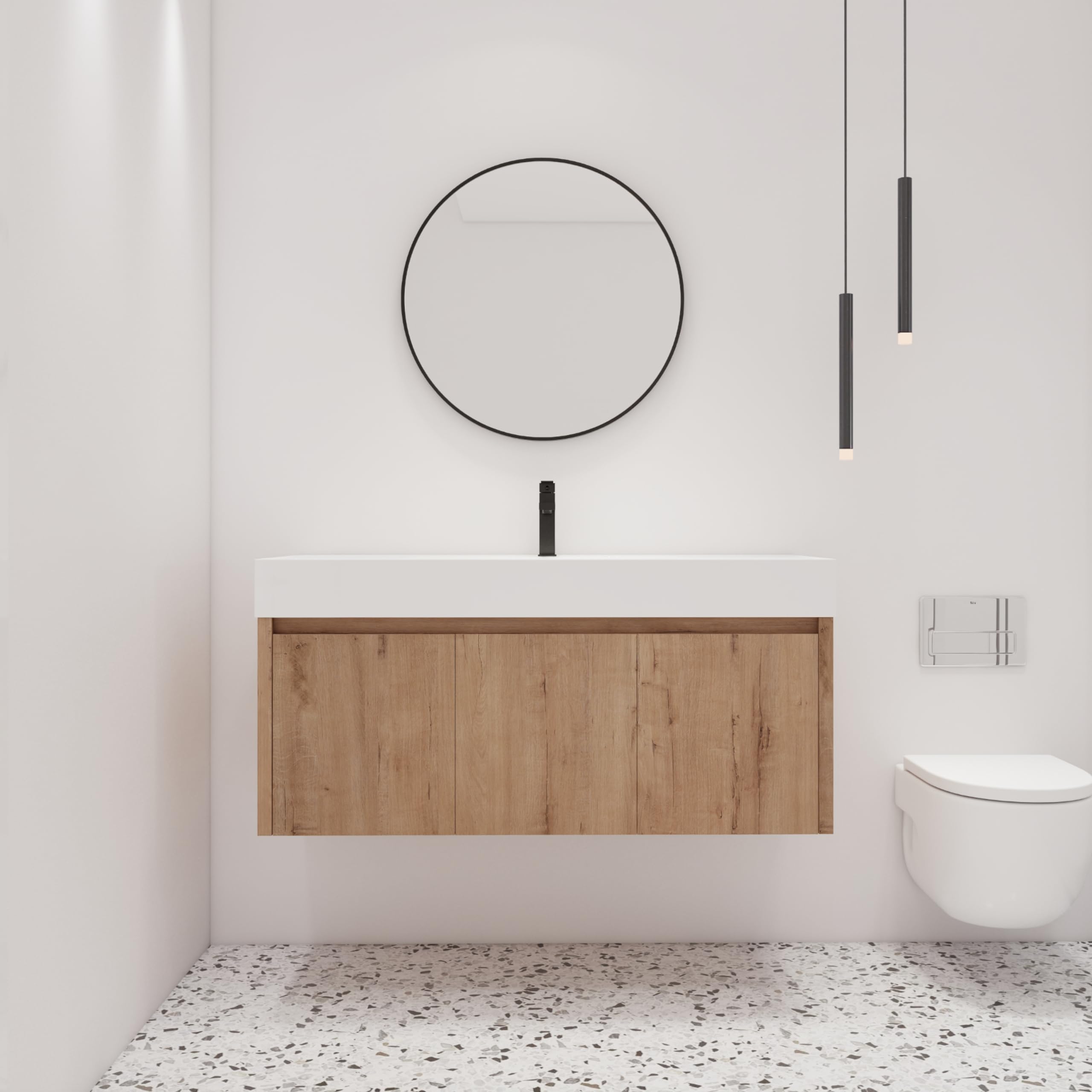 48 Inch Floating Bathroom Vanity with Sink, 48'' Single Sink Wall Mounted Bathroom Vanity