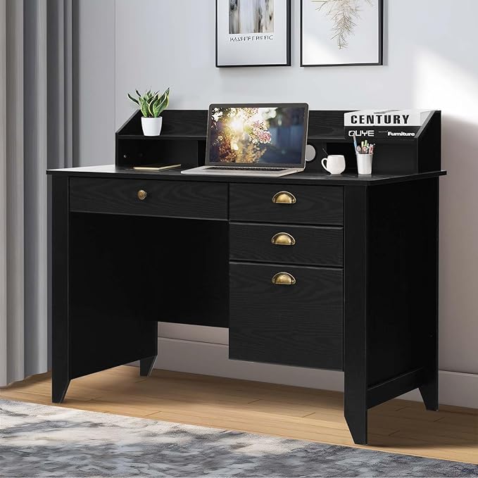 Computer Desk with 4 Drawers and Hutch, 47.5ā Home Office Computer Desks