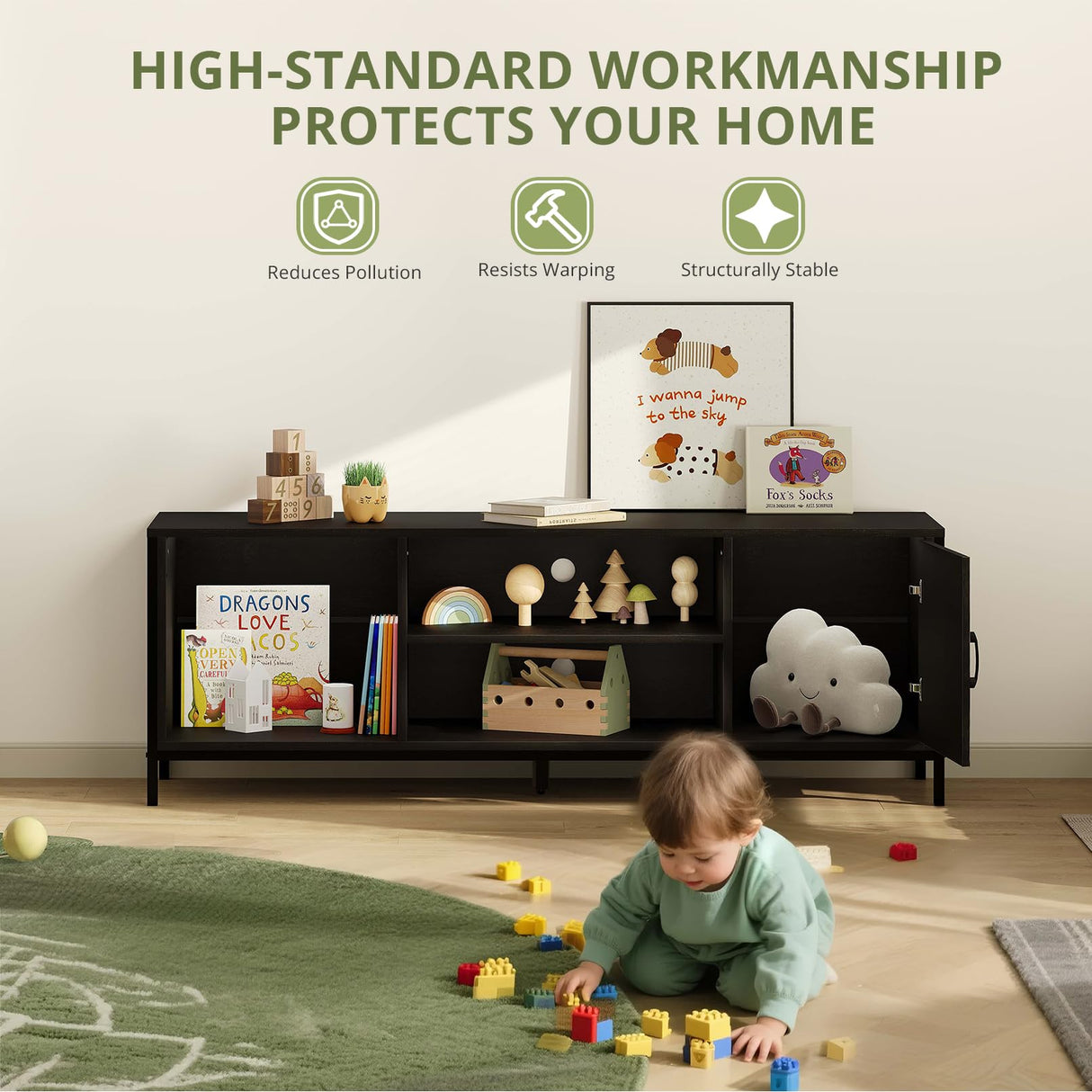 55 Inch TV Stand with Storage - Entertainment Center for TVs up to 70 Inches