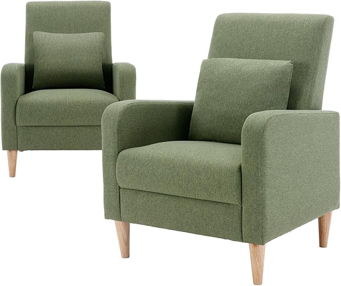 Modern Upholstered Accent Chair Armchair with Pillow, Fabric Reading Living Room