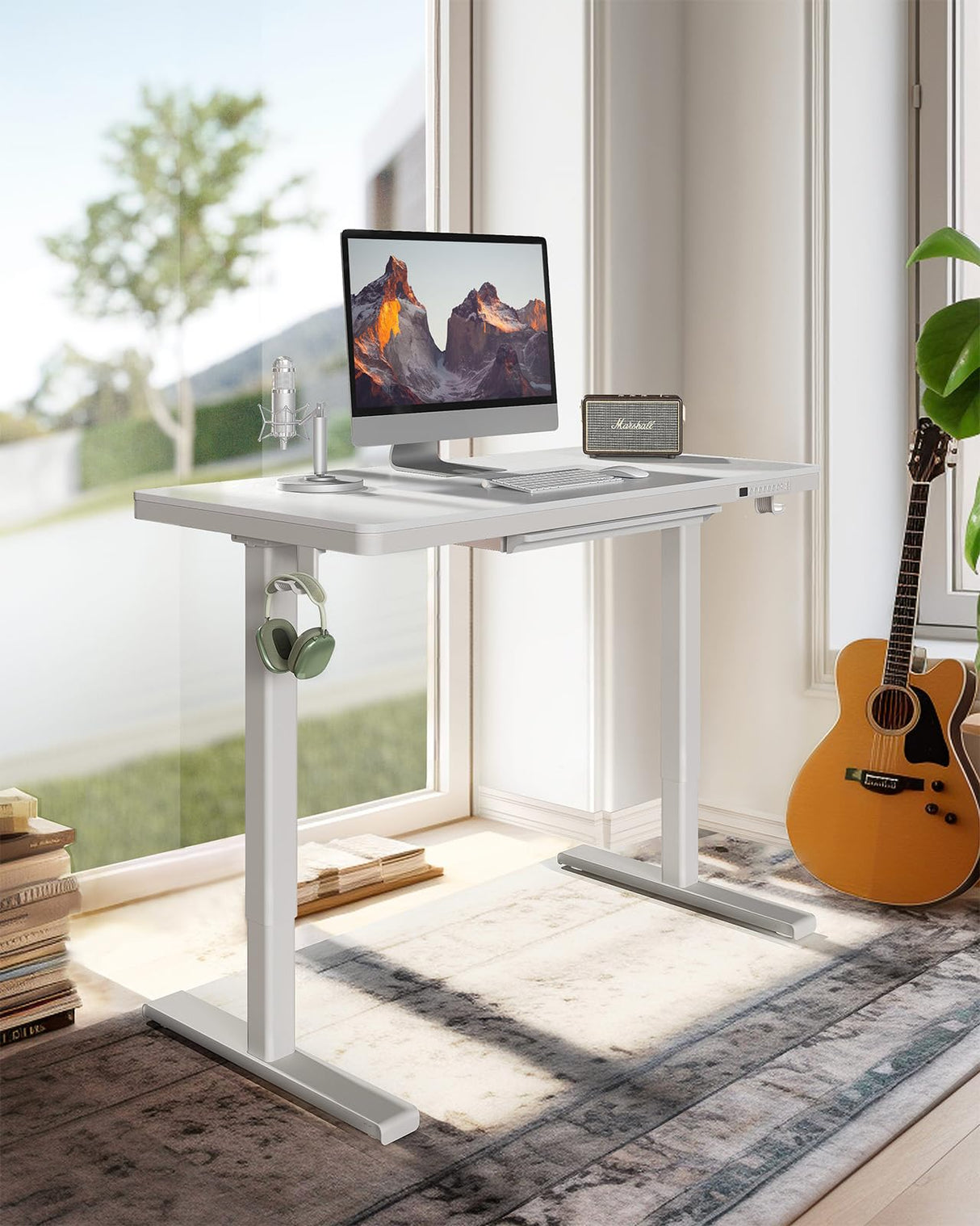 Dual Motor Electric Standing Desk with Drawers,48x24 Inch Whole-Piece Quick Install