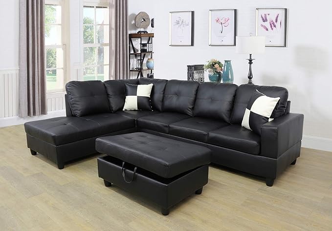 3 PCS Living Room Set, Sectional Sofa Set, L-Shape Couch in Home