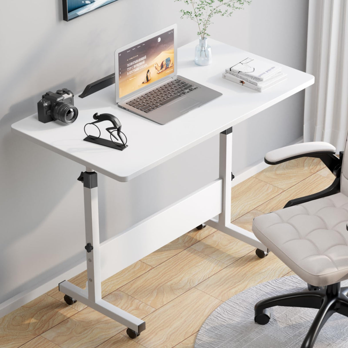 Rolling Desk Adjustable Height,Rolling Computer Cart,Portable Laptop Desk