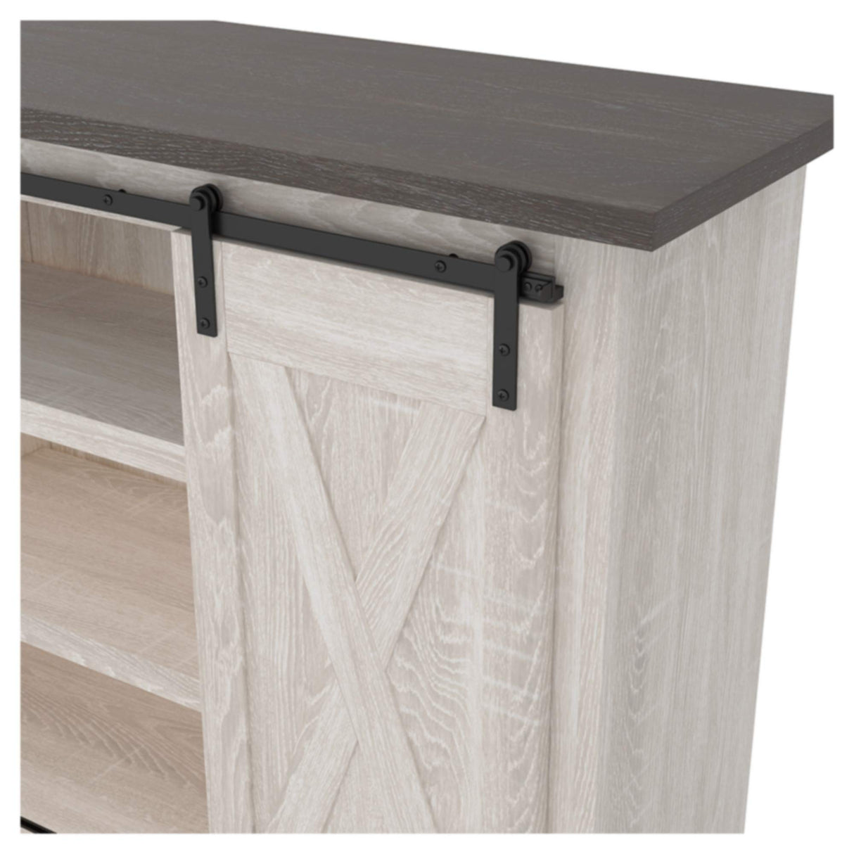Dorrinson Farmhouse TV Stand Fits TVs up to 50" with Sliding Barn Doors and Storage