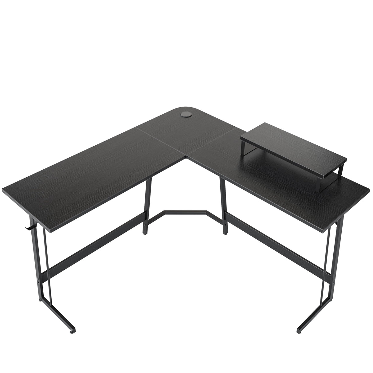 L Shaped Gaming Desk, 47 Inch Computer Desk with Monitor Stand, PC Gaming Desk, Corner Desk Table for Home Office Sturdy Writing Workstation, Black