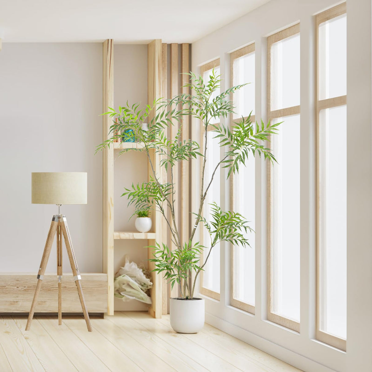 Artificial Mahonia Fortunei Tree, Luabue 6FT Tall Fake Plant Fake Tree Faux Plants Indoor