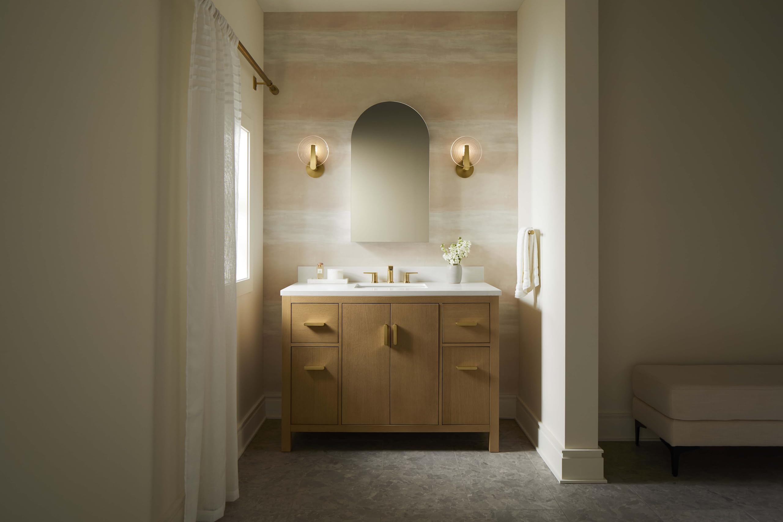 Embark Medicine Cabinet, Deep Storage with Adjustable Shelves and Arch Mirrored Door,