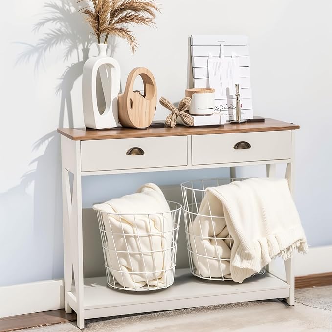 Entryway Table - Farmhouse Narrow Console Table for Living Room/Hallway