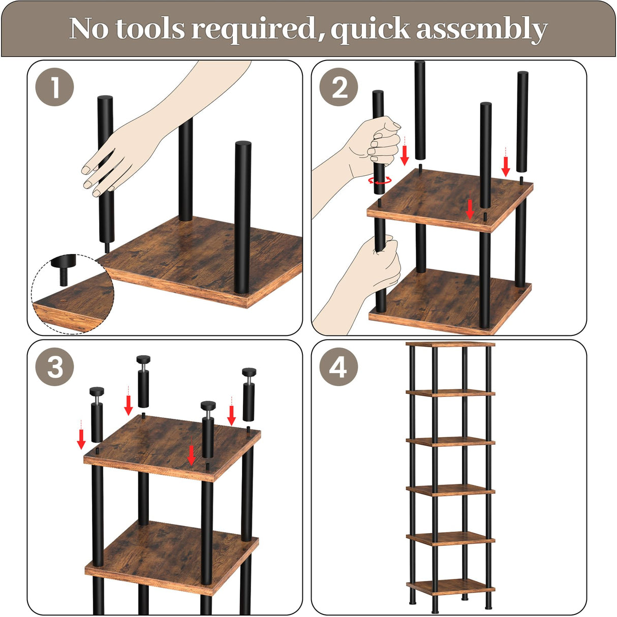 Homedawn Corner Shelf, Corner Bookcase, Industrial 6-Tier Square Shelf Stand Display Rack,Wall Corner Bookshelf,Tall Shelf Plant Stand for Small Spaces, Living Room, Home Office, Kitchen