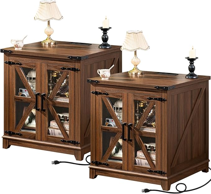 Farmhouse End Table,24" Large Sofa Side Table