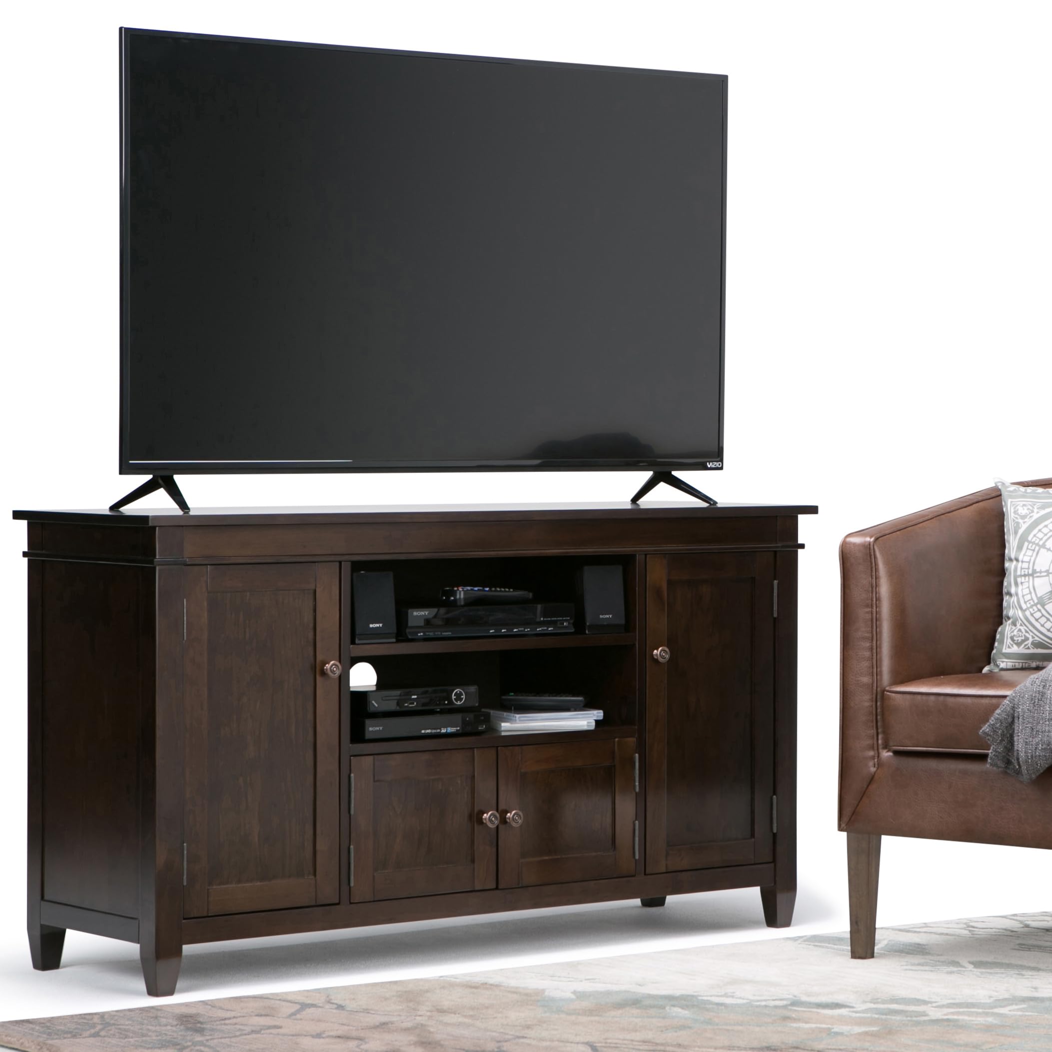SOLID WOOD Universal TV Media Stand, 54 Inch Wide, Contemporary, Living Room