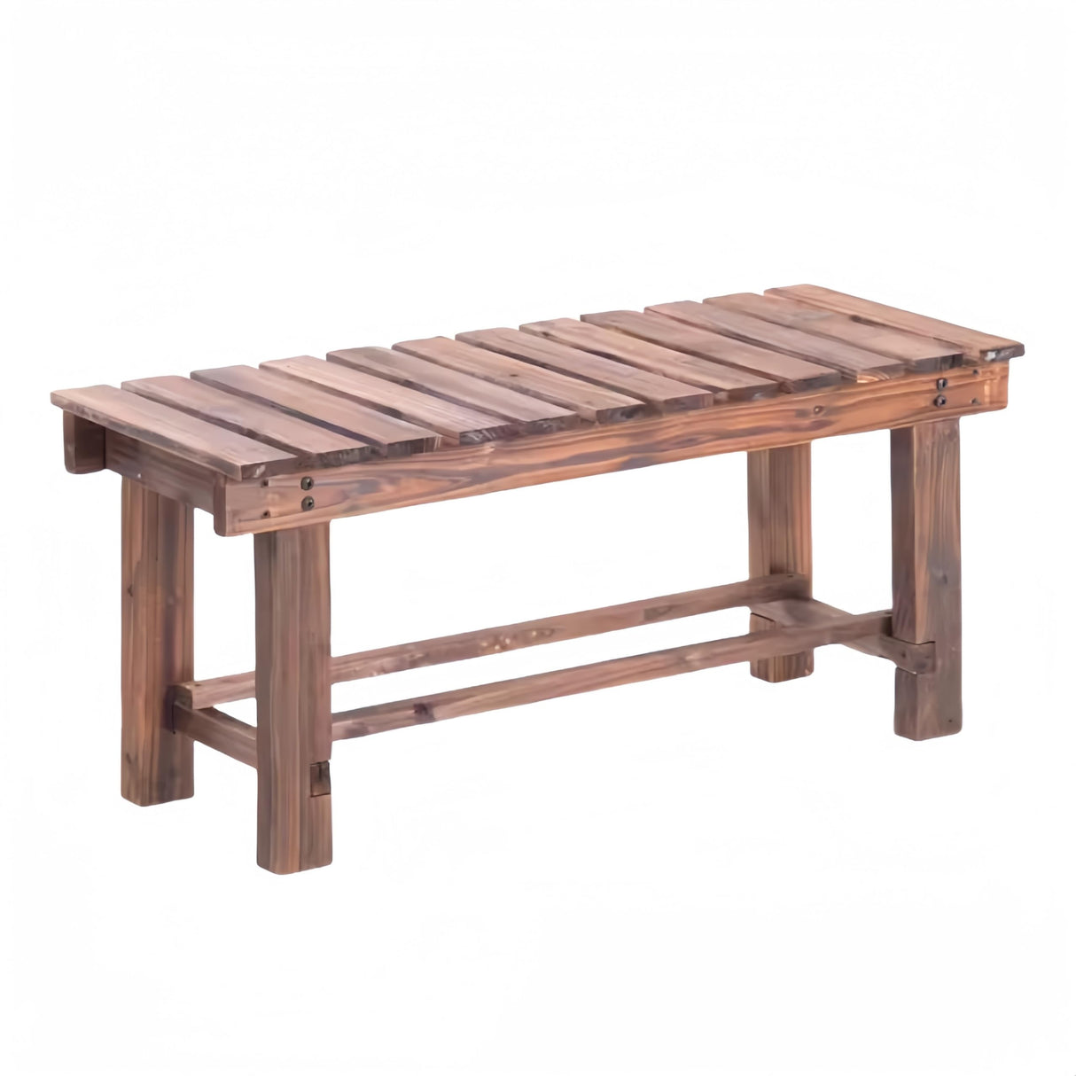 Outdoor Bench, 2 Person Outdoor Poly Lumber Patio Backless Bench, Weatherproof