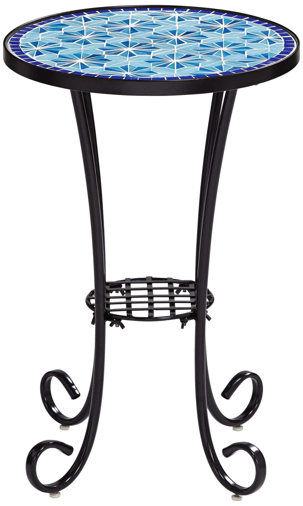 Blue Star Modern Black Metal Round Outdoor Accent Side Table 14" Wide