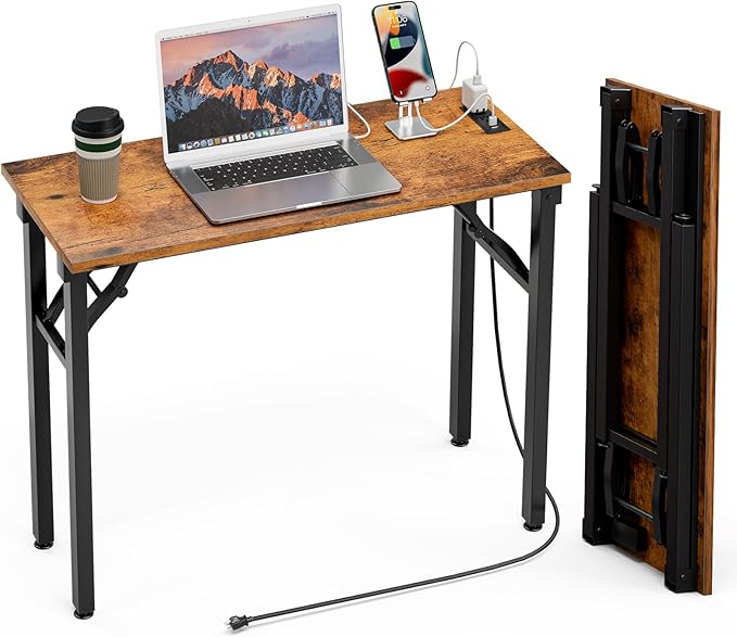 Small Computer Desk Folding Table - 35.8" Foldable Office Desk, No Assembly