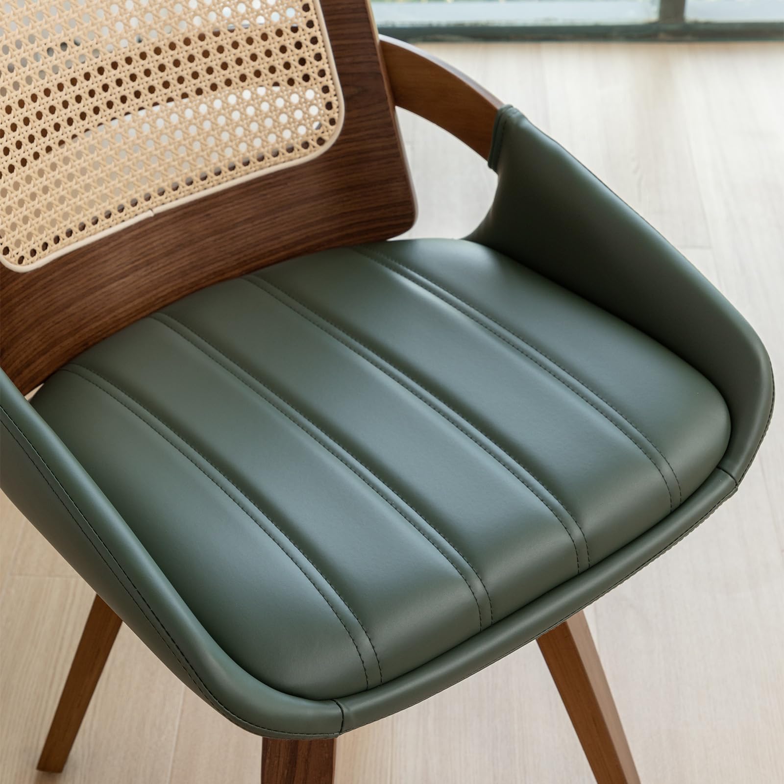 Set of 2 Swivel Cane Dining Chairs - Mid Century Modern Dining Chairs
