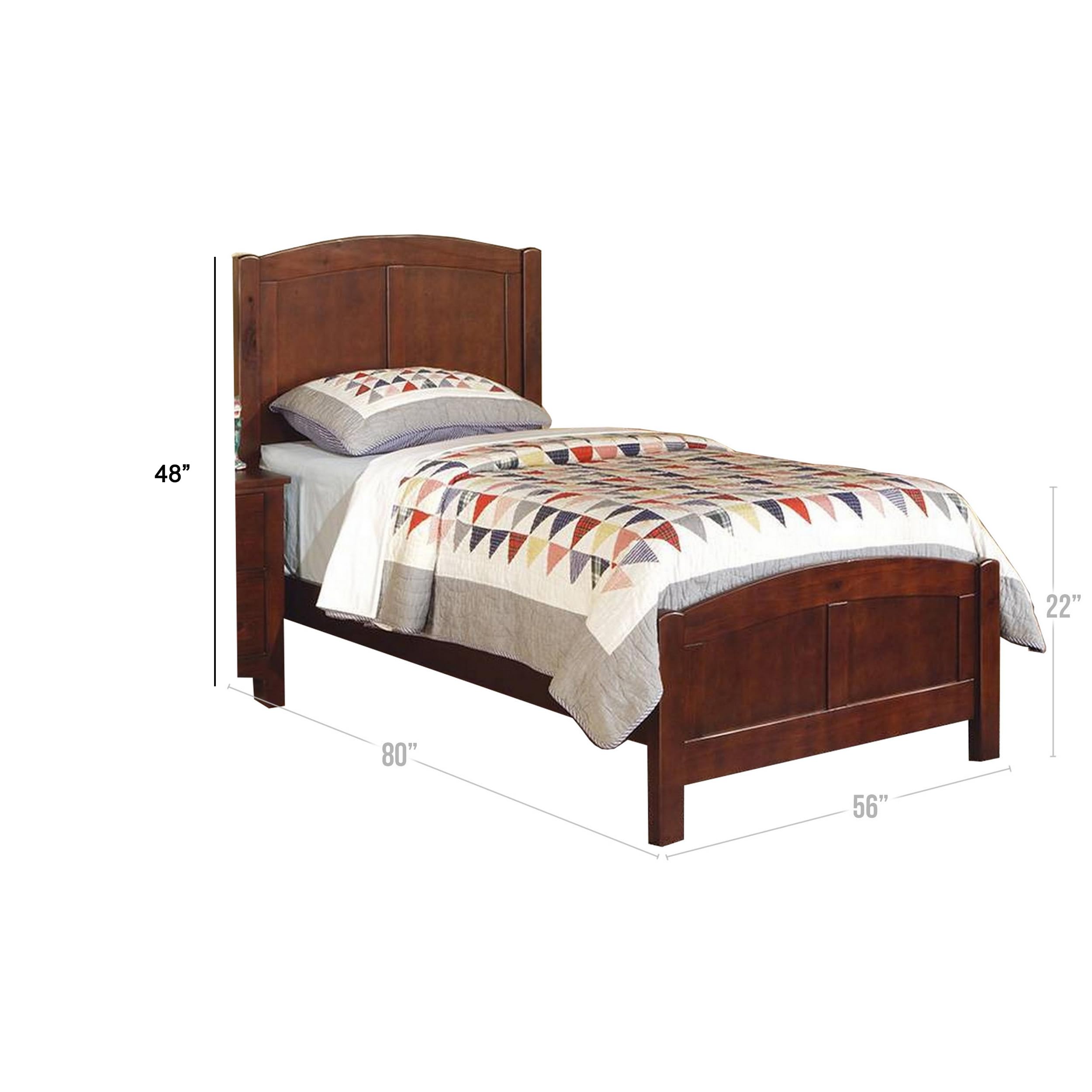 Arched Headboard and Footboard, Dark Cherry Brown Wood