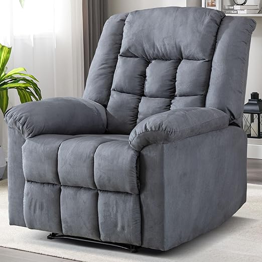 ComforTuff Duo Recliners – 2Pcs Manual Overstuffed Recliner Chairs with Padded Headrest