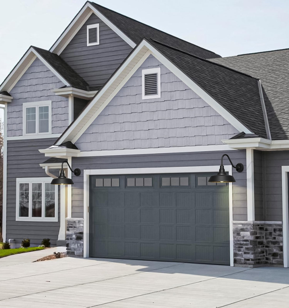 18 Inch Large Gooseneck Barn Light, Waterproof and Rust-Resistant Dusk to Dawn Outdoor