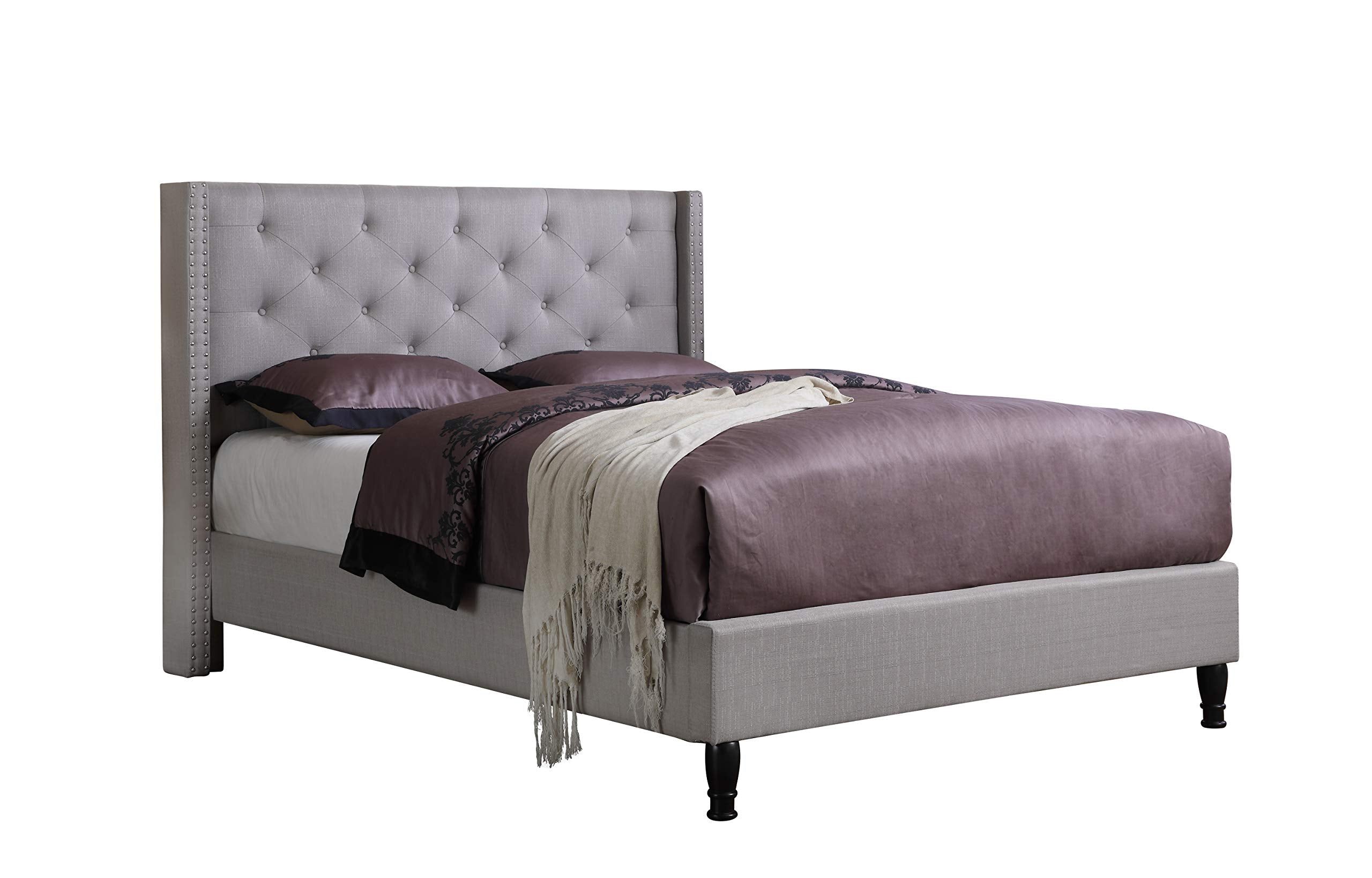 furBed00007_Cloth_LightGrey_Full Platform Bed, Grey