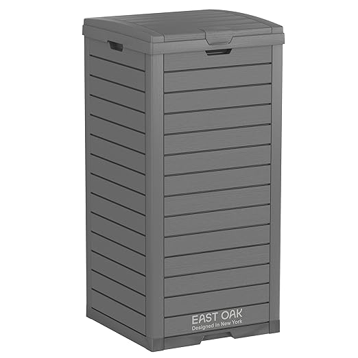 76 Gallon Outdoor Trash Can | Waterproof Resin Garbage Can with Tiered Lid & Drip Tray