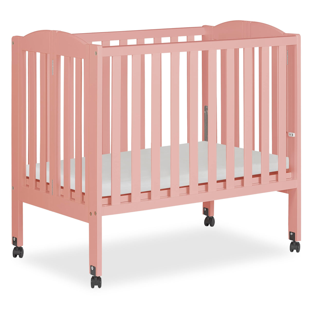 2-in-1 Portable Folding Stationary Side Crib in Dusty Pink, Greenguard Gold Certified