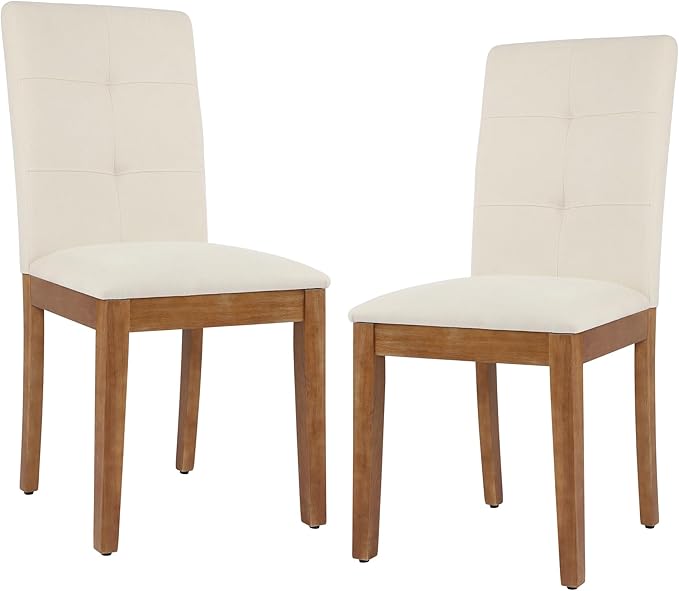 Modern Upholstered Dining Chairs Set of 4 - Fabric Kitchen Chairs with Wood Legs