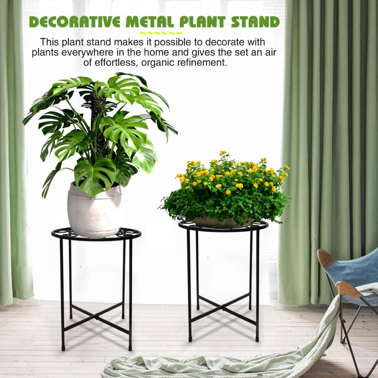 BlossomFrame 15” Tall Metal Plant Stand Set