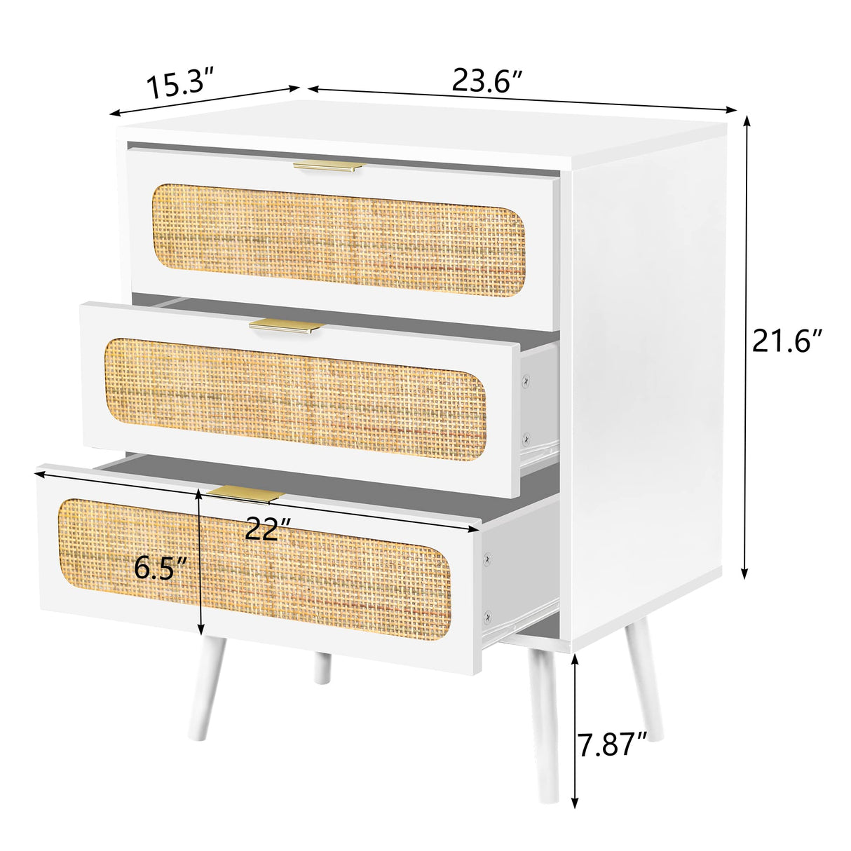 Nightstand Dresser Chest of 3 Drawers, Wood Storage Dresser Cabinet Organizer Unit