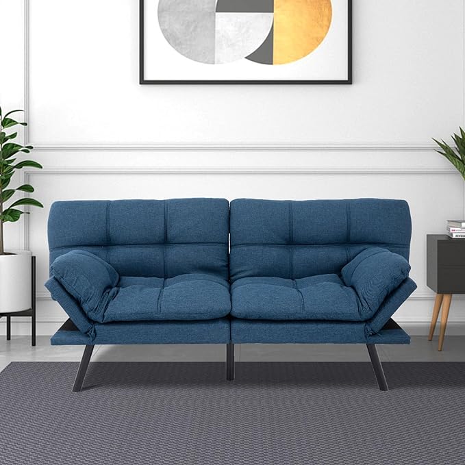 Futon Convertible Sofa Bed, Memory Foam Sleeper Couch