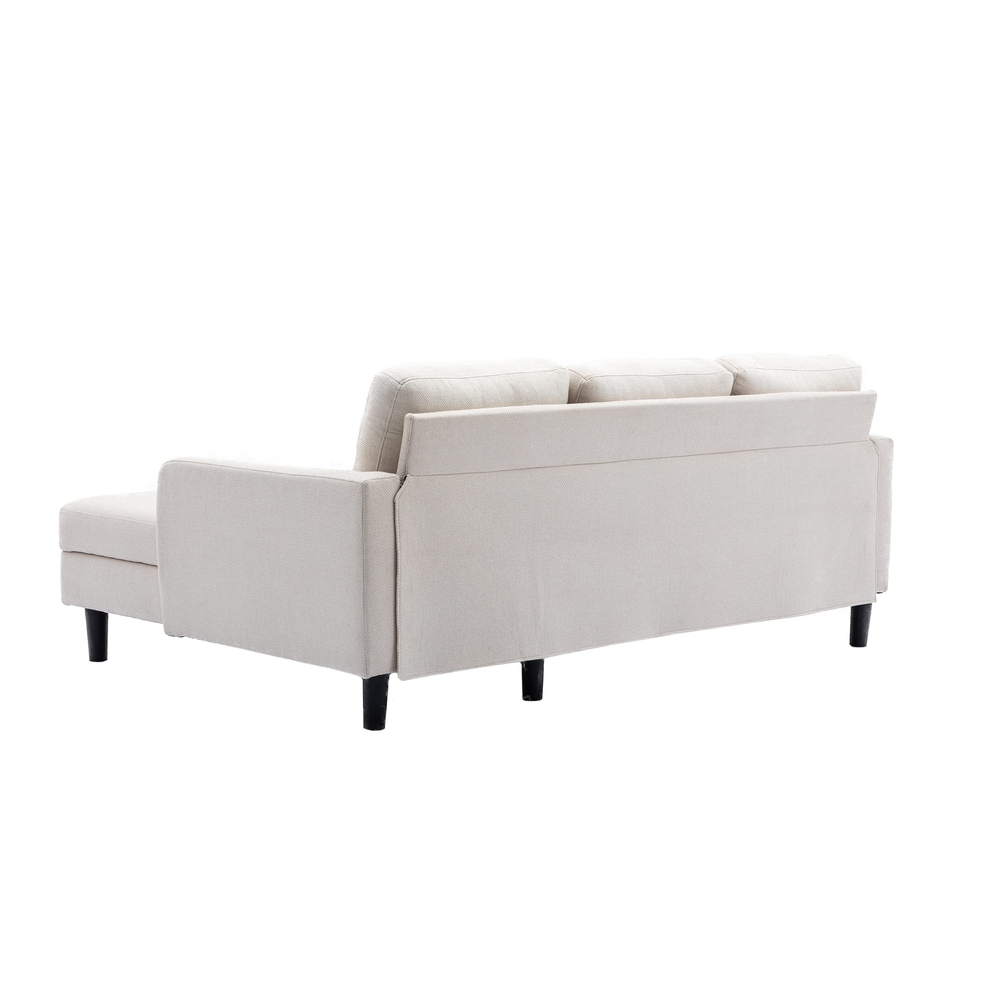 Sofa Bed with Reversible Chaise Longue, Beige Modern L-Shaped Couch