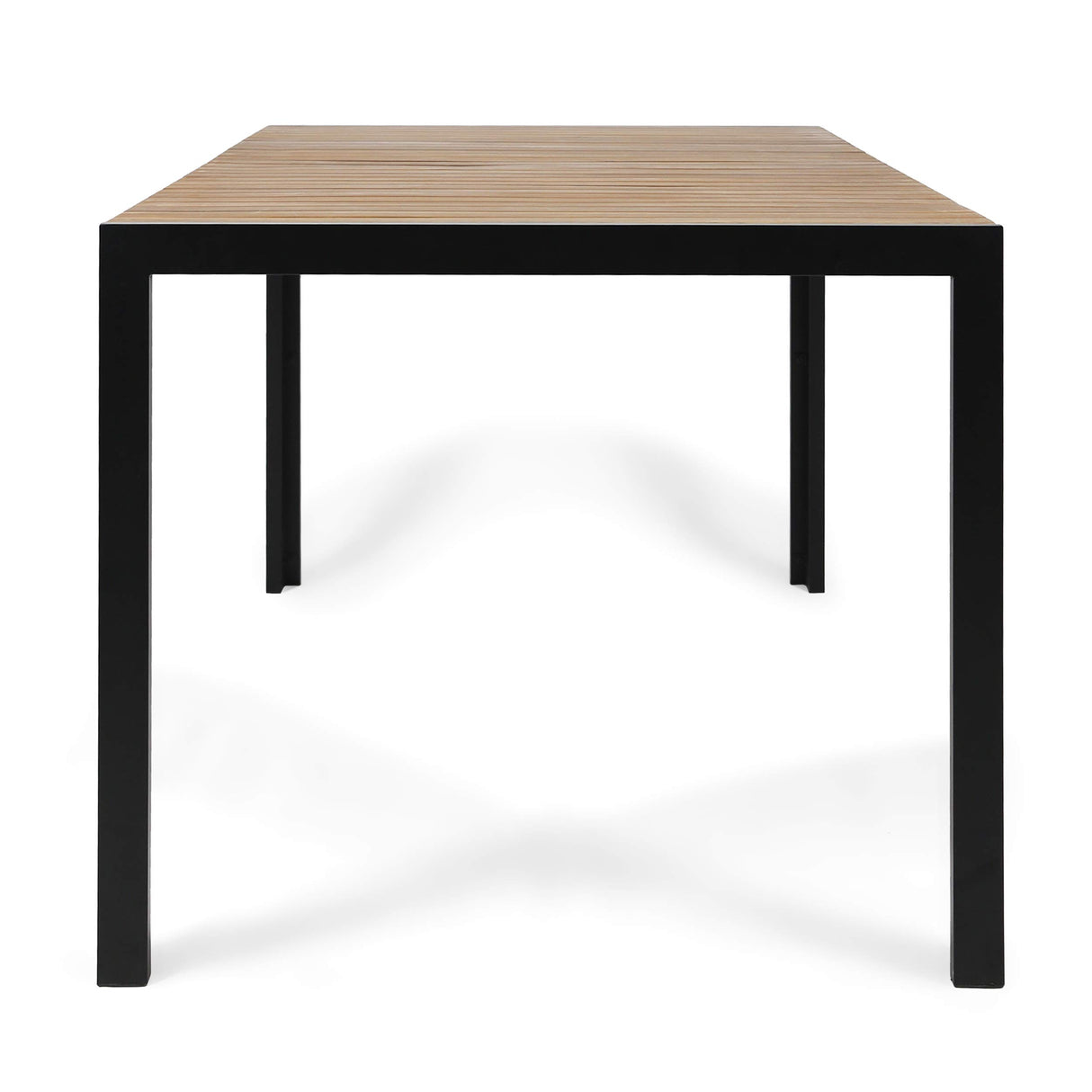 Modern Outdoor Dining Table - Teak Finish with Black Accents