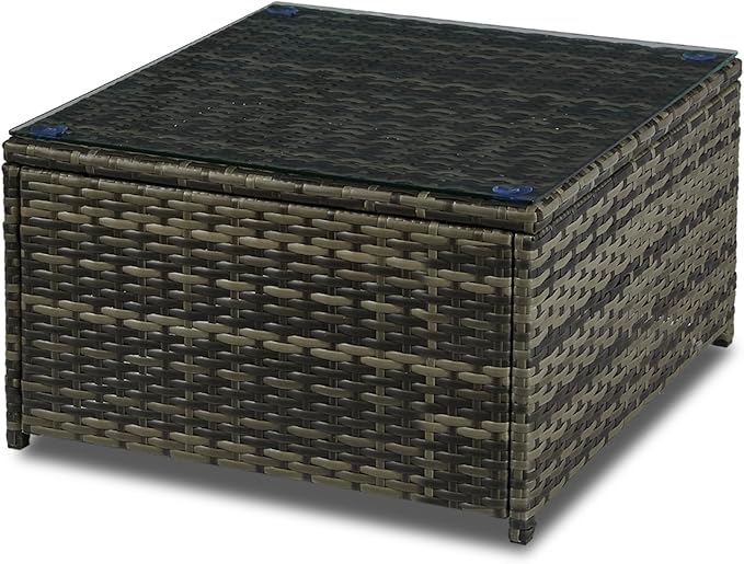 Outdoor Patio Ottoman PE Rattan Footstool All Weather Outdoor
