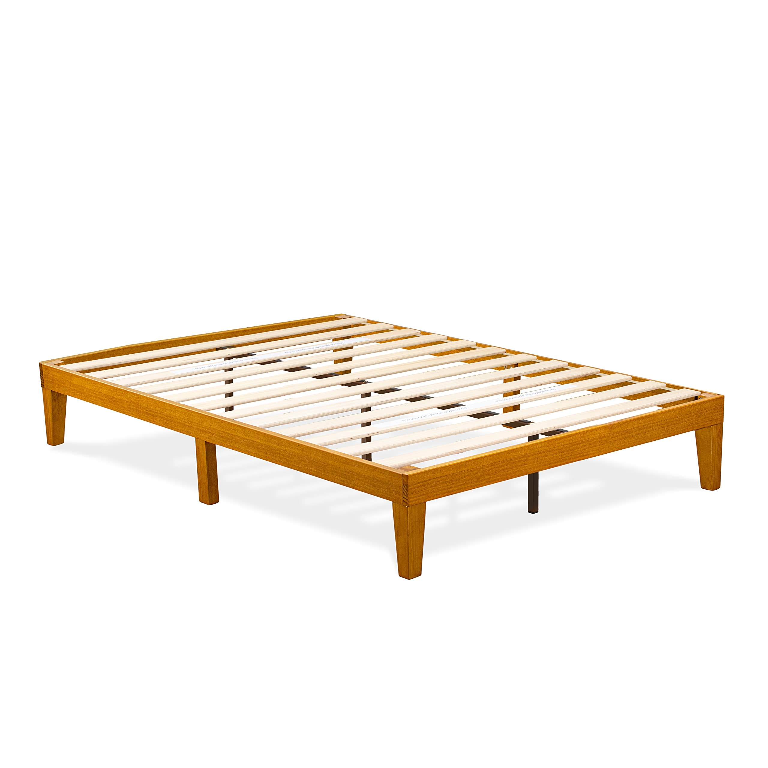 East West Furniture DNP-23-F Full Size Platform Bed Frame with 4 Solid Wood Legs and 2 Extra Center Legs - Oak Finish