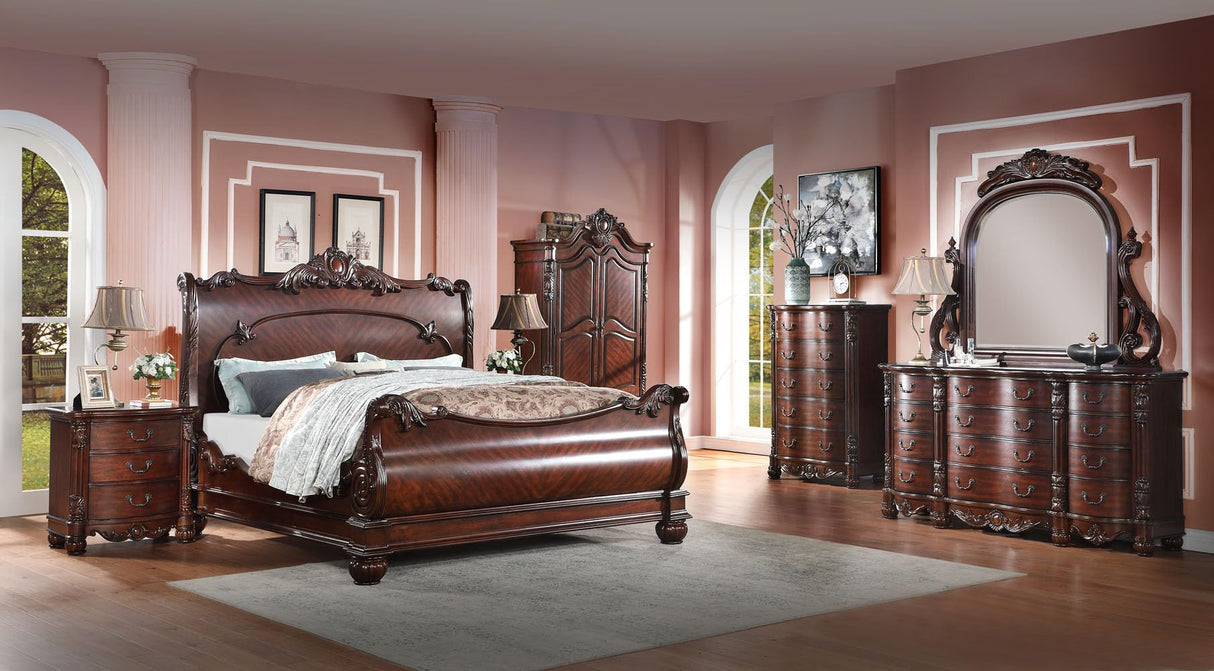 Wharton Sleigh Bed - King Size Cherry Wood Traditional Bedroom Furniture