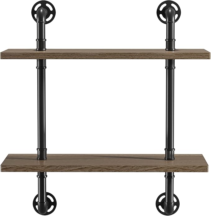 Treiber Industrial 3-Tier Metal 24 in. Floating Shelf for Living Room, Bedroom