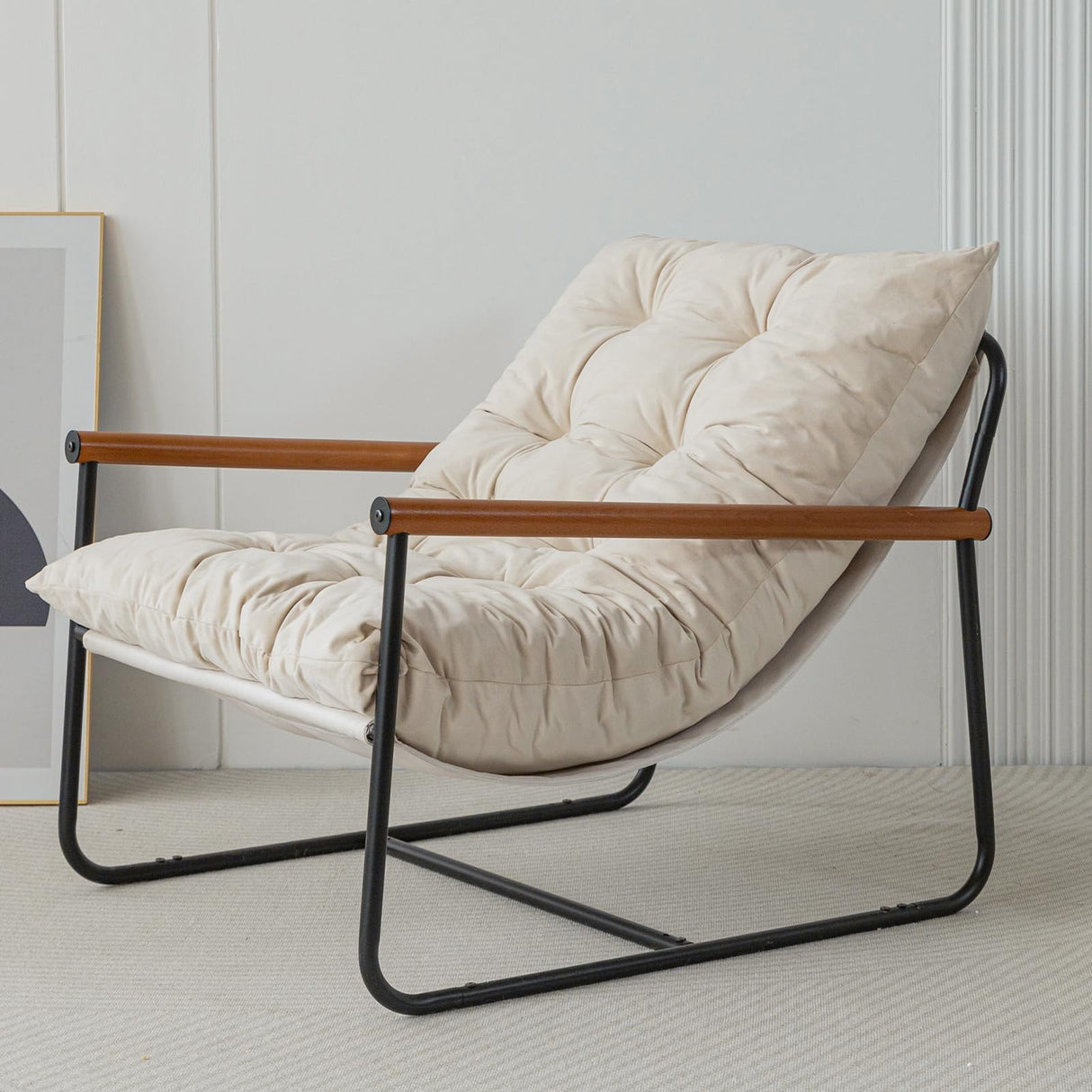 Accent Chair, Velvet Arm Chair Living Room Chair with Metal Frame, Reading Accent Chair