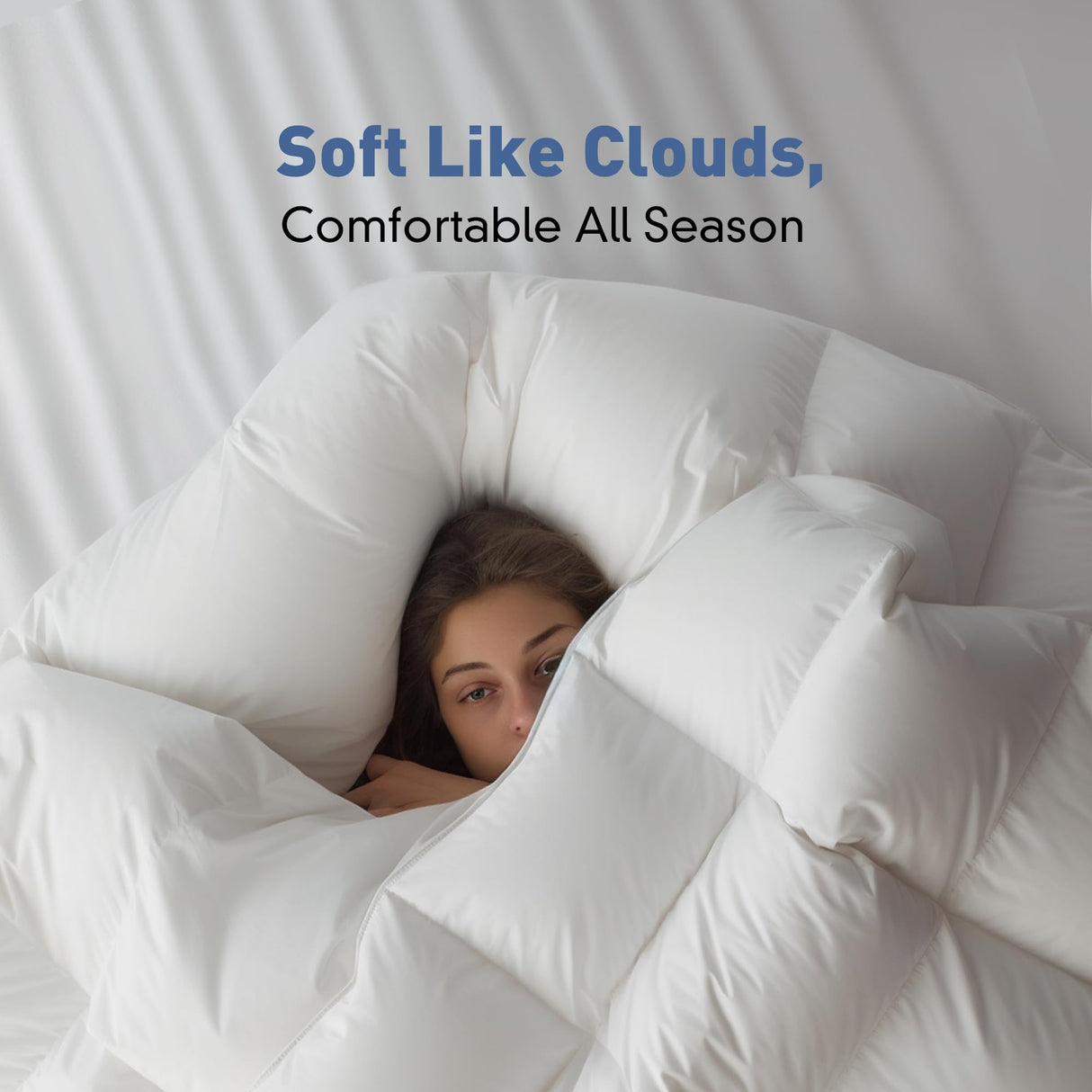 Down Fiber Cotton Comforter King Size,Fluffy 100% Cotton Cover Duvet Insert, 68 oz.