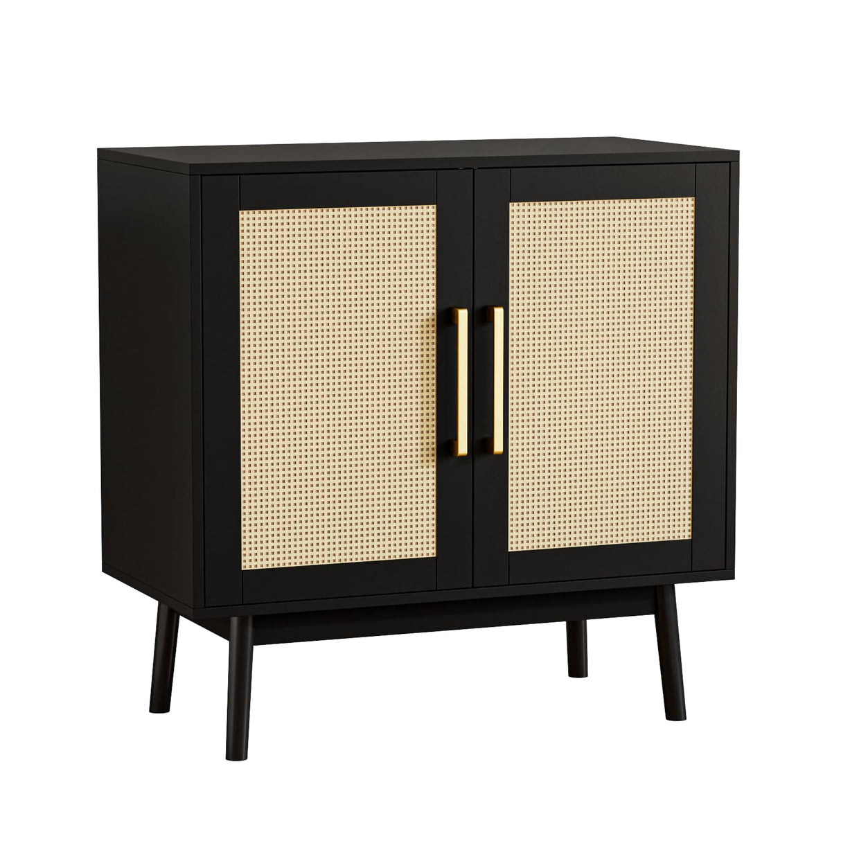 Buffet Cabinet, Rattan Cabinet, Set of 3, Storage Cabinet with 2 Doors