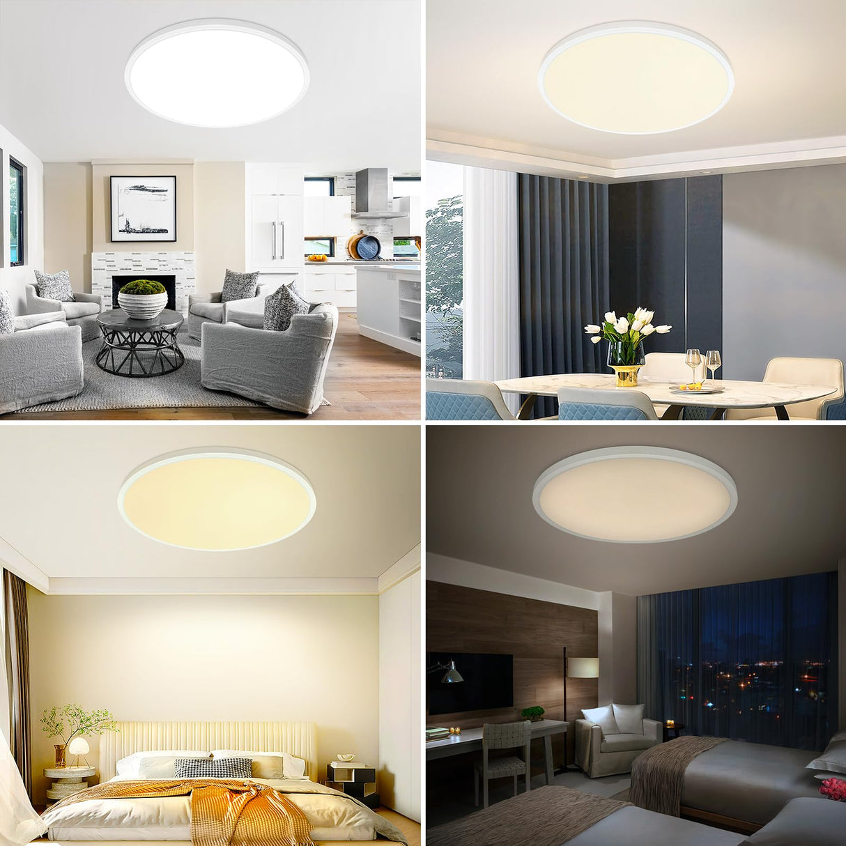 24 Inch Round Led Ceiling Light Fixture, Ultra Thin Flush Mount, Dimmable