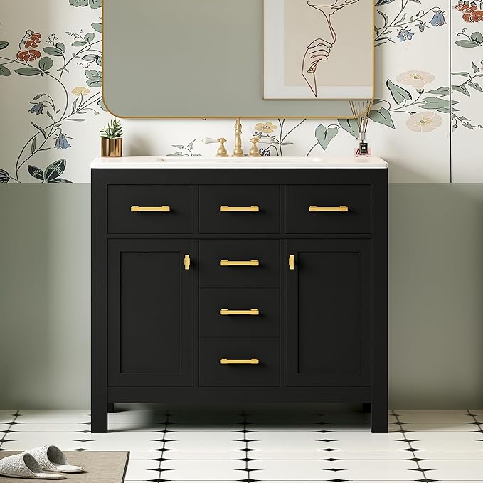 36" Bathroom Vanity with Sink, Freestanding Modern Bathroom Vanity Cabinet