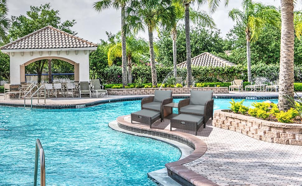 Balcony Furniture 5 Piece Patio Conversation Set