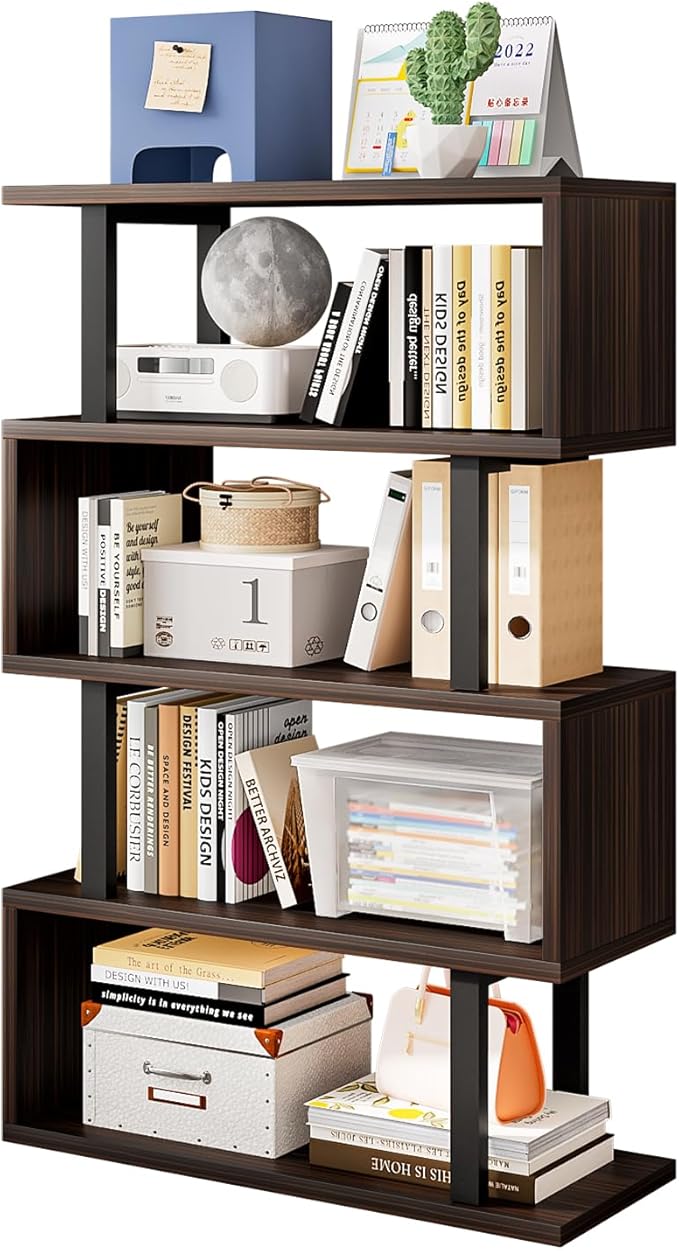 Bookshelf Geometric Bookcase S Shaped Industrial Bookshelf Storage Display Stand