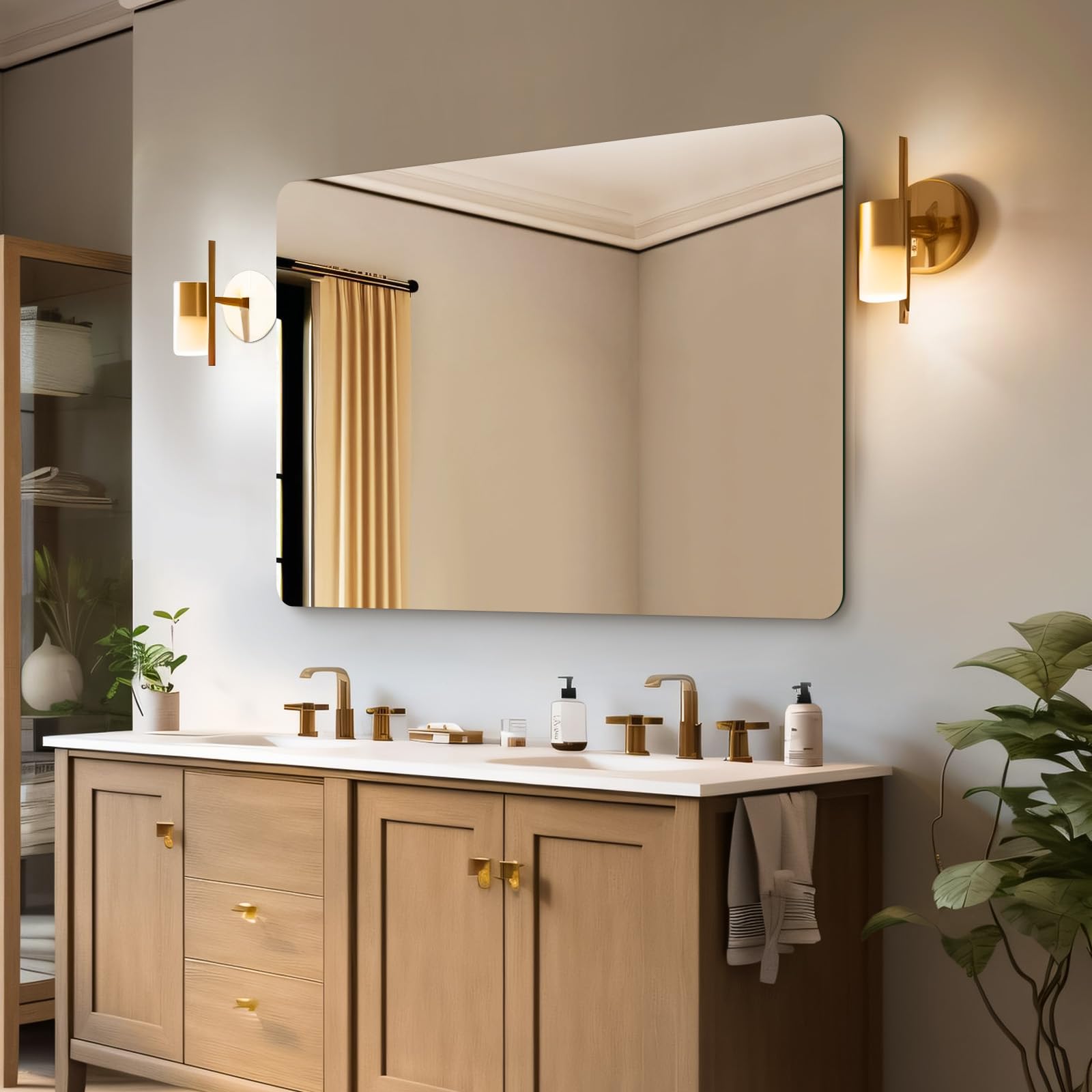 40 x 30 Bathroom Mirror, Rounded Corner Frameless Mirror, Modern Bathroom