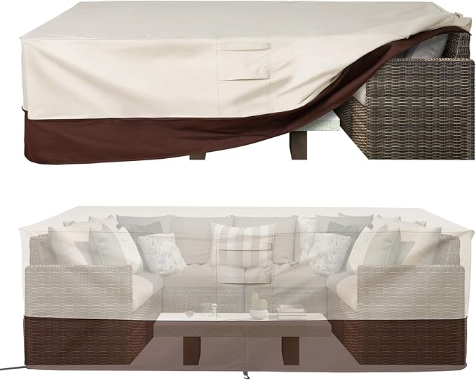 Waterproof Patio Furniture Set Cover, Lawn Patio Furniture Cover with Padded Handles