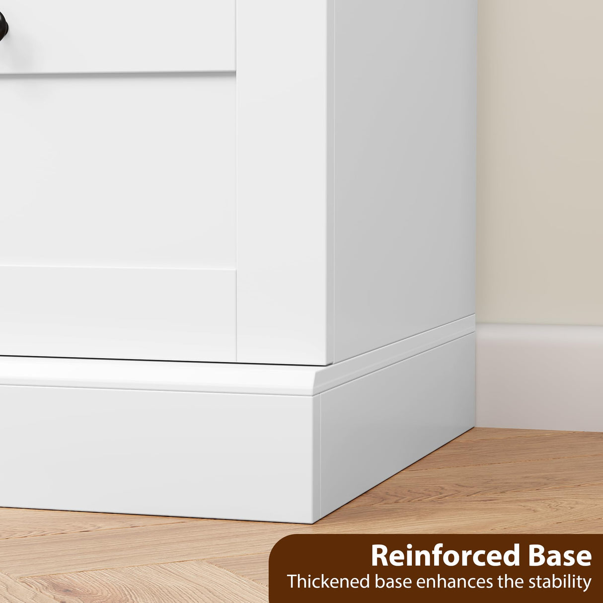 HOSTACK 6 Drawer Dresser, White Dresser for Bedroom, Wood Chest of Drawers, Wide Double Dresser, Modern Drawer Chest for Living Room, Entryway, Hallway, White