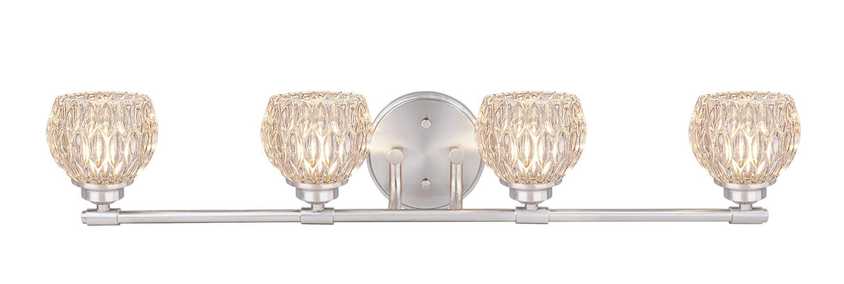 62197A, Four-Light Metal Bathroom Vanity Wall Light Fixture, 31-1/4" Wide