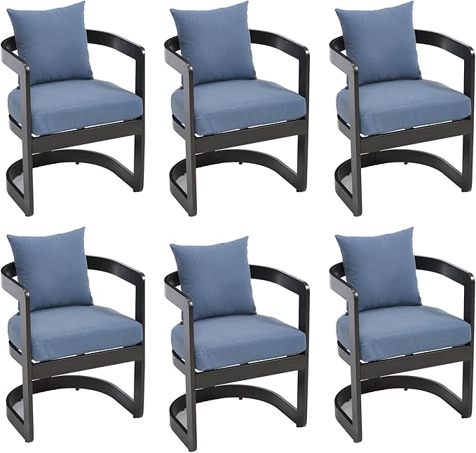 Upholstered Outdoor Dining Chairs, Modern Patio Dining Chairs Set of 6